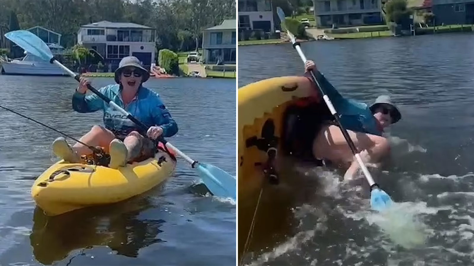 ‘Karen’ kayaker capsizes in heated confrontation with boater going viral