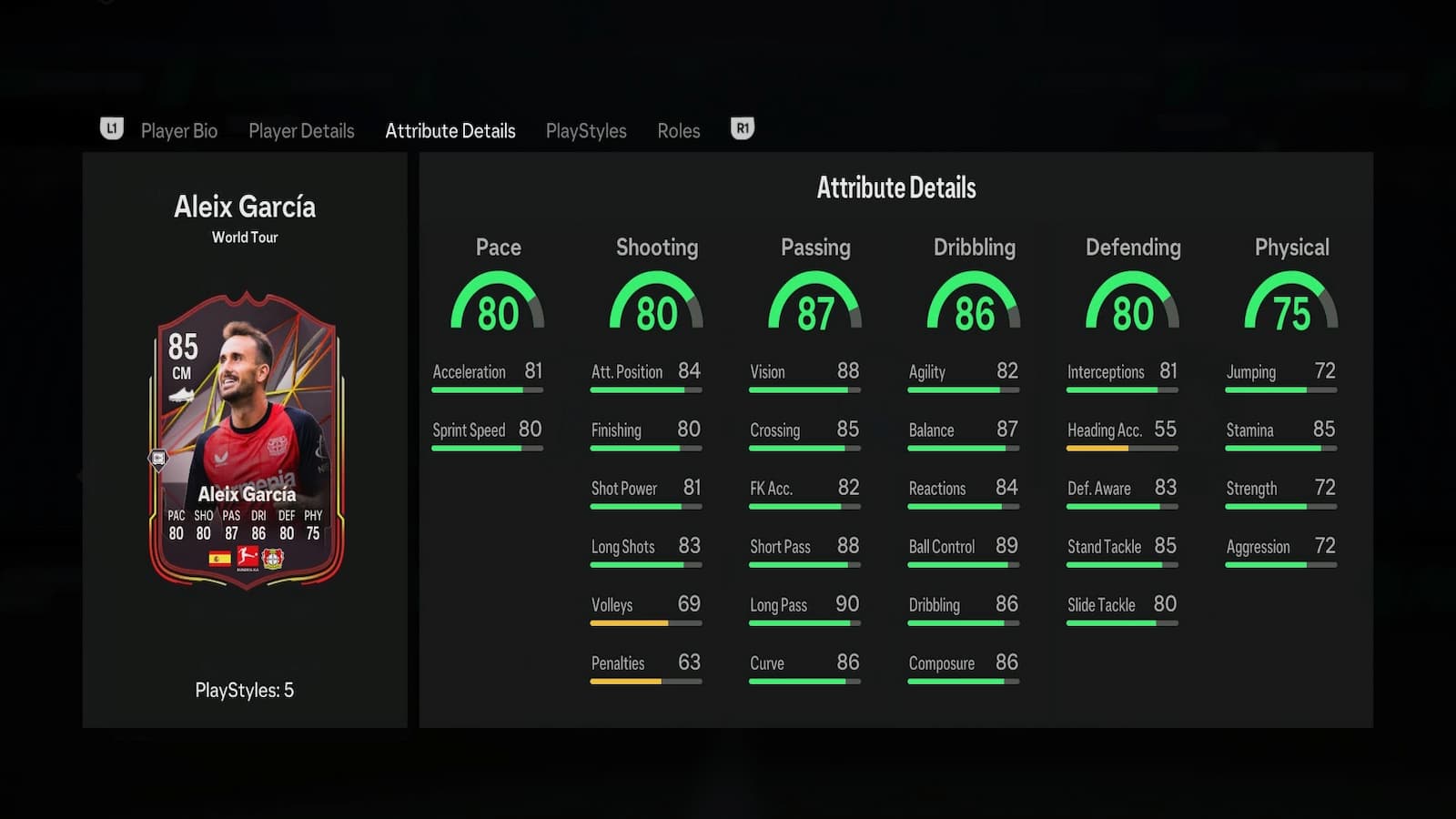 Garcia's attributes in EA FC 25