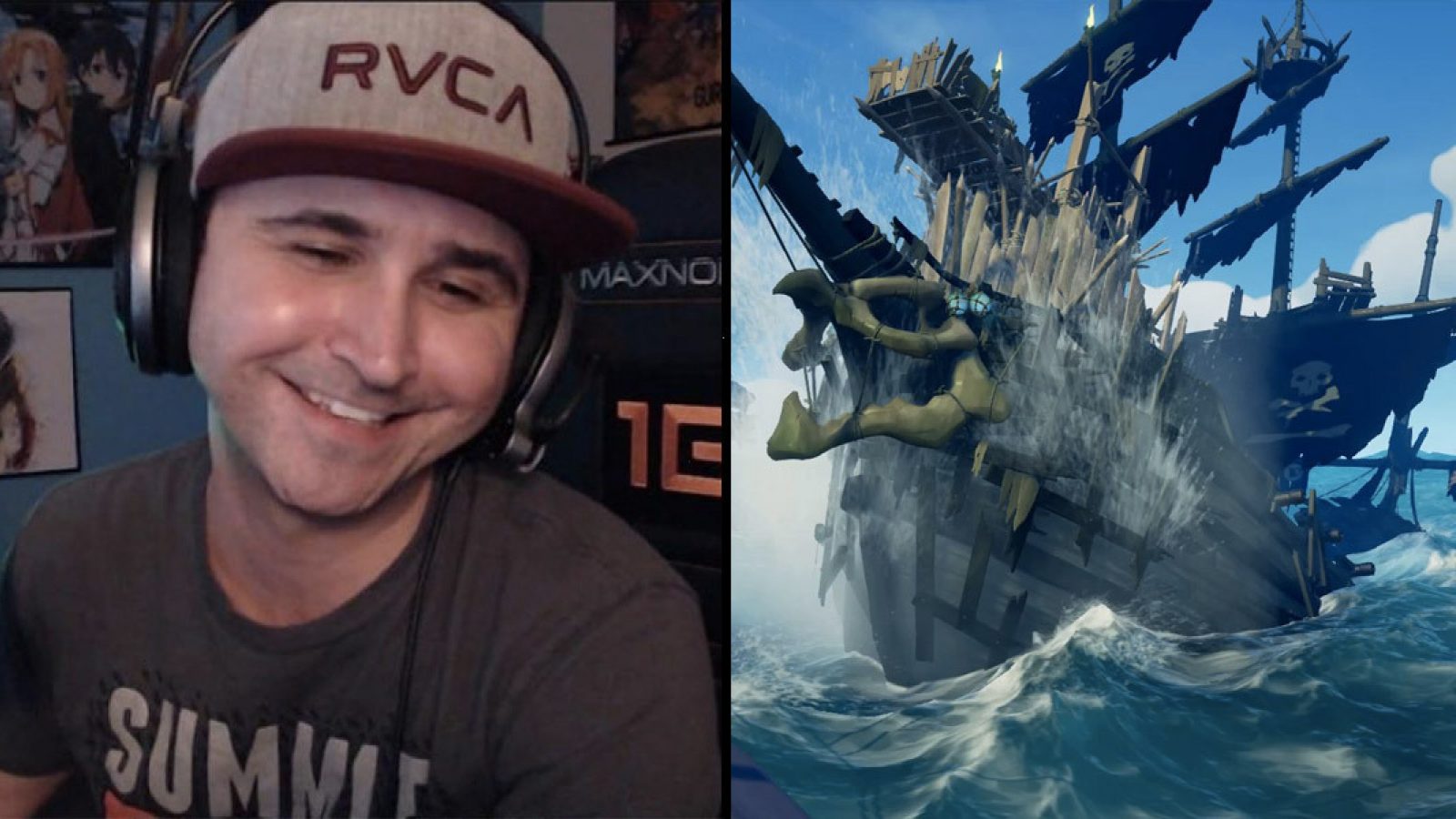 Summit1g defeats Sea of Thieves Skeleton Ship without firing a single